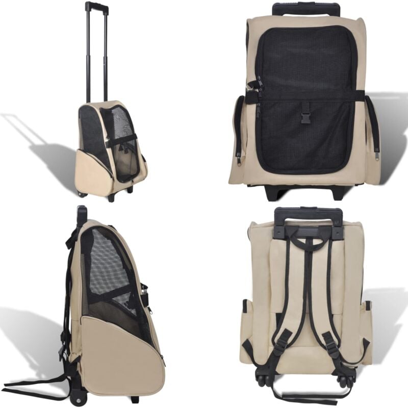 Chariot polyvalent pliable pour animaux de compagnie beige - chariot pour animaux de compagnie - chariots pour animaux de compagnie - Home & Living