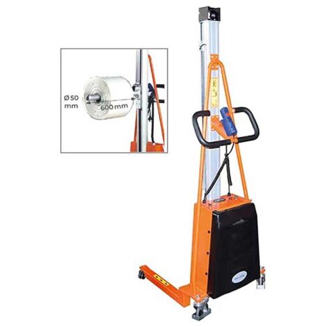 Chariot porte bobine semi électrique - Hauteur 1800mm - Capacité 250kg - Axe Ø50mm - Levée et descente électrique - E250/AXE