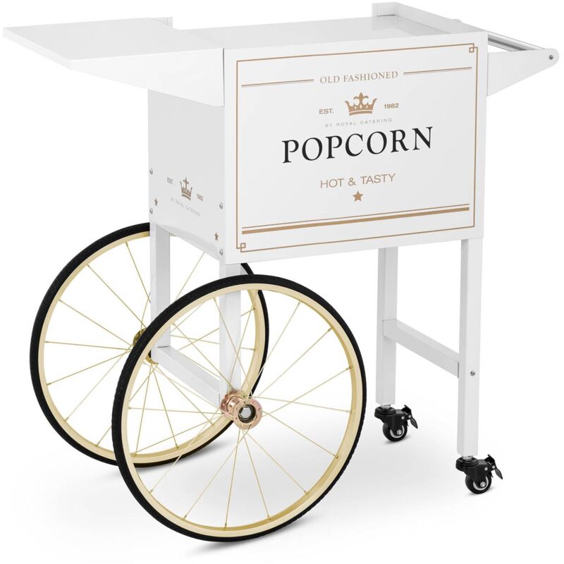 Royal Catering - Chariot Pour Machine à Pop Corn Professionnelle Chariot Popcorn Acier Blanc & Or