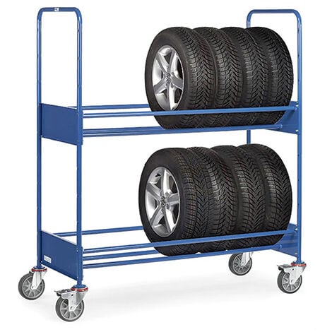 Chariot pour pneus 2 niveaux - 1540x670x1725mm - Charge max 250kg - 4586