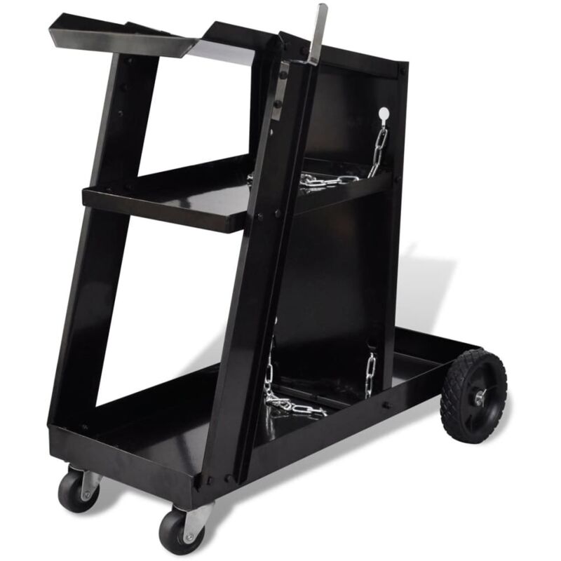 Vidaxl chariot de soudage avec 3 &eacute;tag&egrave;res d'atelier noir 140950