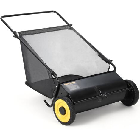 Chariot ramasse-feuilles manuel 53 cm, cadre acier, sac de collecte, pour jardin et terrasse, dimensions 63,5x142x75 cm
