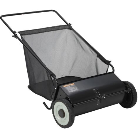Chariot ramasse-feuilles manuel largeur 53 cm, cadre acier résistant, sac de récupération inclus, 63,5x142x75 cm, pour jardin et terrasse
