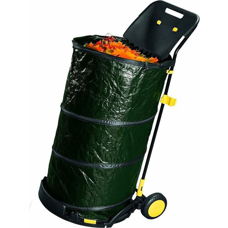 Chariot ramasseur de feuilles en acier peint avec sac pop-up