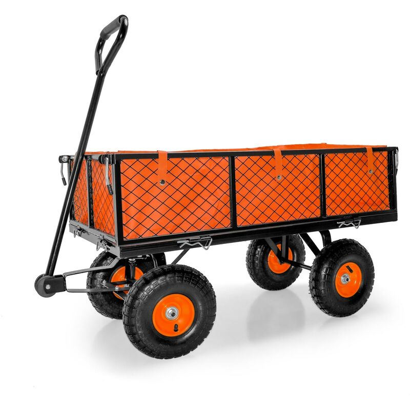 Chariot remorque de jardin en fer Chariot à outils de jardin avec bâche intérieure - capacité maximale 350 kg