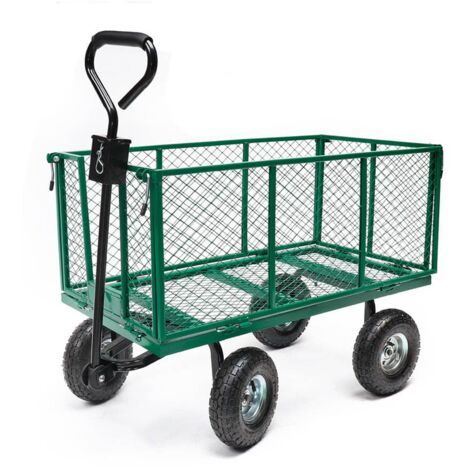 Chariot Remorque de Jardin en Métal 300 kg – Benne XXL 200 L - Robuste et Pratique pour Jardinage, Bricolage et Travaux Extérieurs