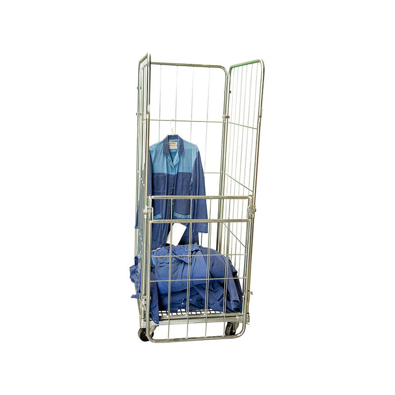 Roll conteneur 500kg - 3 cotés et 1 à l'avant repliable - Dimensions 720x800x1800mm - 885006618