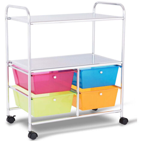 Chariot roulant 4 tiroirs salle de bain conteneur roulant chariot de cuisine a roulettes 585 x 37 x 75 cm colore
