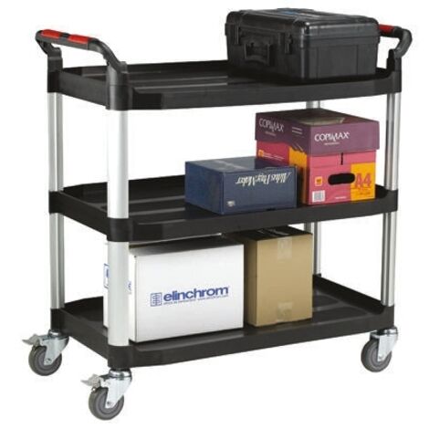 Chariot RS PRO 3 plateaux en Thermoplastique, 866 x 500mm, Capacité de charge 200kg ( Prix pour 1 )