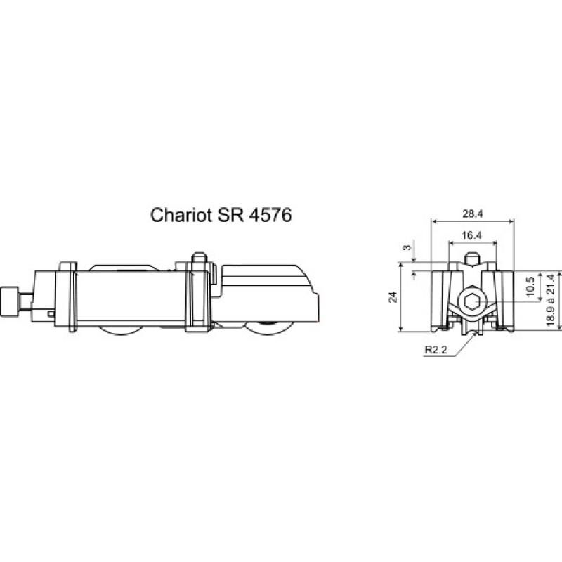 Chariot simple réglable matériau de synthèse galets pom 90 kg ref ds 4654 boîte de 25 pièces - la croisée ds