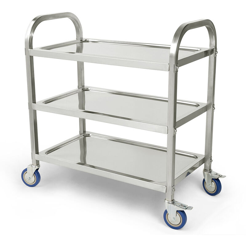 Chariot utilitaire à 3 étages en acier inoxydable avec roulettes pour hôtel, restaurant, maison, 955095cm