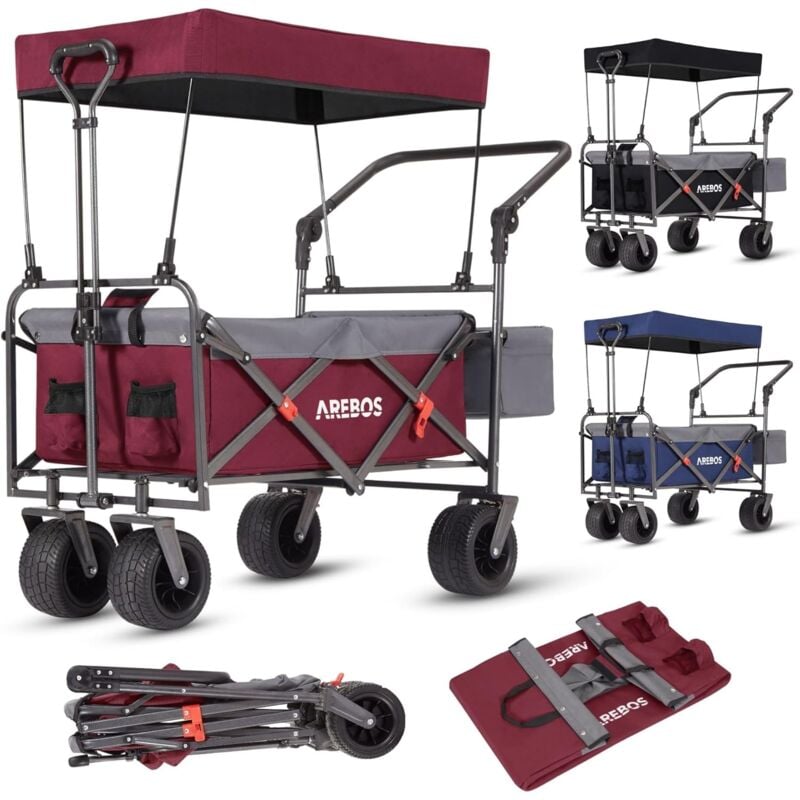 Arebos - Chariot de Transport Pliable avec Toit Chariot de Luxe Chariot de Transport Pliable Chariot à Outils systèmes de Ceinture à 3 Points Sac xxl