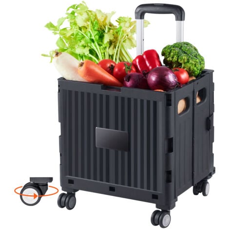Chariot utilitaire pliable Mophorn, capacité de charge de 110 lb, chariot à roulettes portable avec poignée télescopique robuste et 4 roues pivotantes pour les voyages, les achats, le déménagement