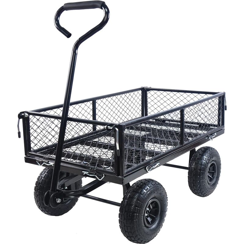 Yozhiqu - Chariots de jardin utilitaires, chariot de jardin extérieur pliable et robuste avec poignée de rotation à 180 degrés, capacité de poids de