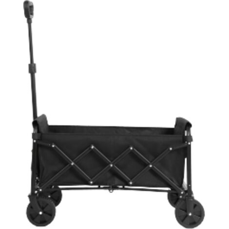 Chariots de plage pliables, légers, portables et robustes avec roues - Chariots utilitaires d'extérieur pour courses, camping, shopping, sport, jardinage - Grande capacité - Noir