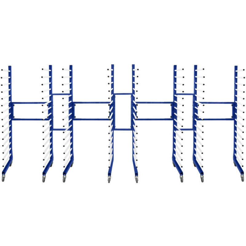 Monster Shop - Chariots de Séchage Combinables en Acier Bleu x4 & 3 Connecteurs – 25KG / Niveau, 15 Étages, Jusqu'à 375KG - Étagères