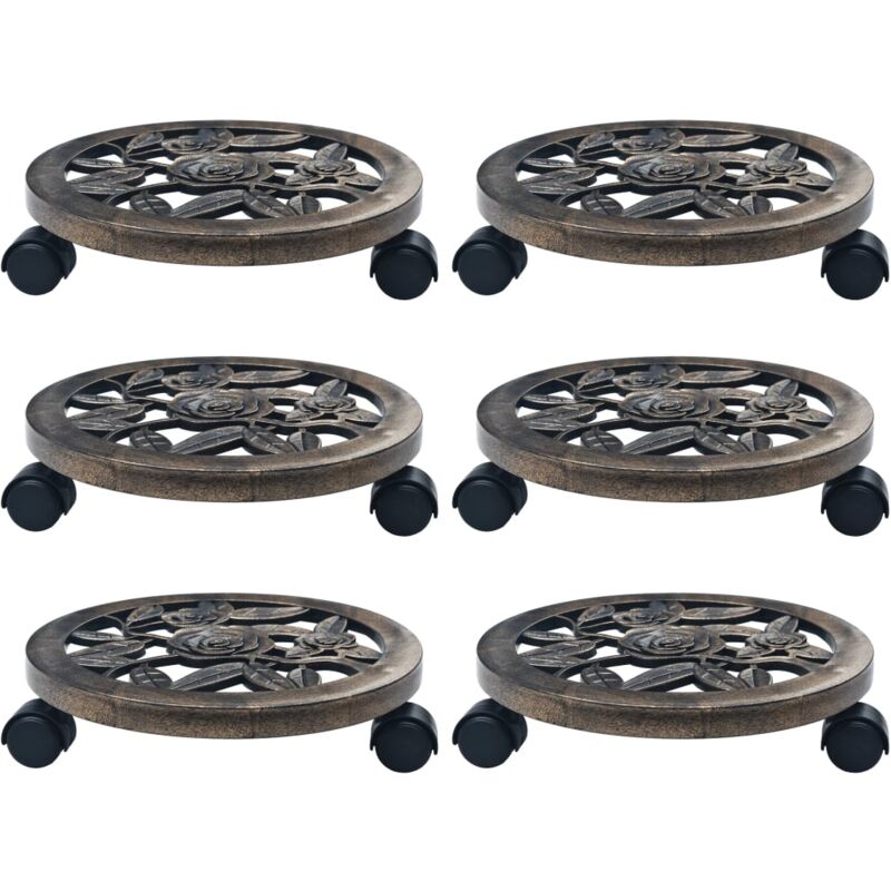 Chariots pour plantes 6 pcs Bronze 30 cm Plastique Vidaxl