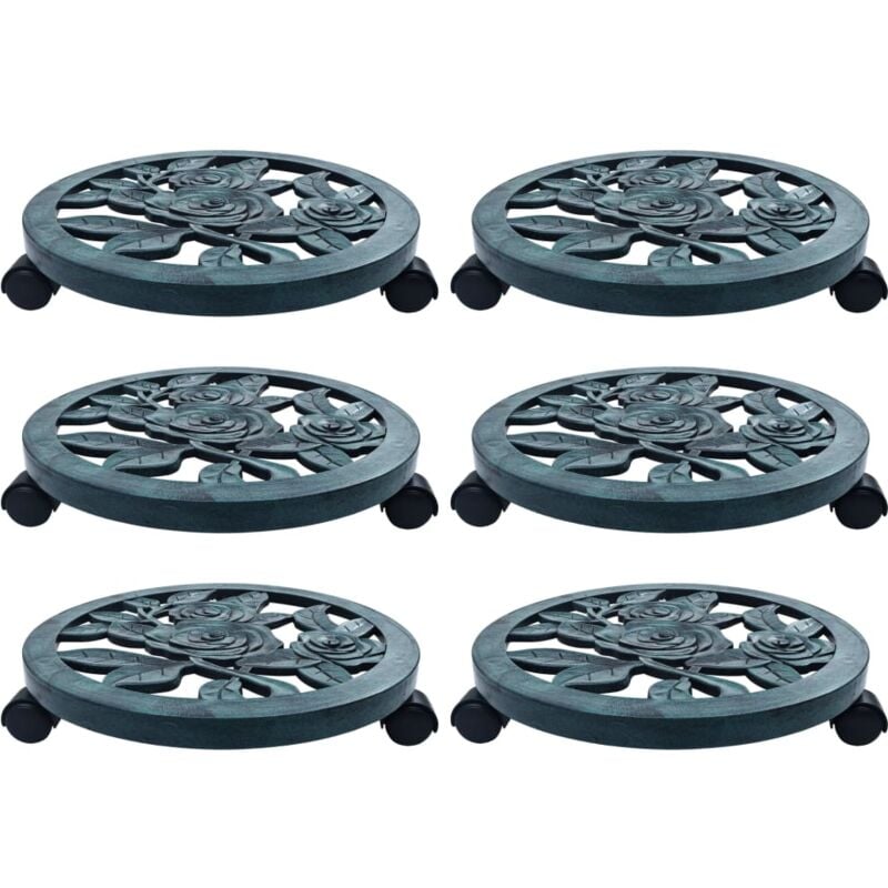 Chariots pour plantes 6 pcs Vert 38 cm Plastique Vidaxl
