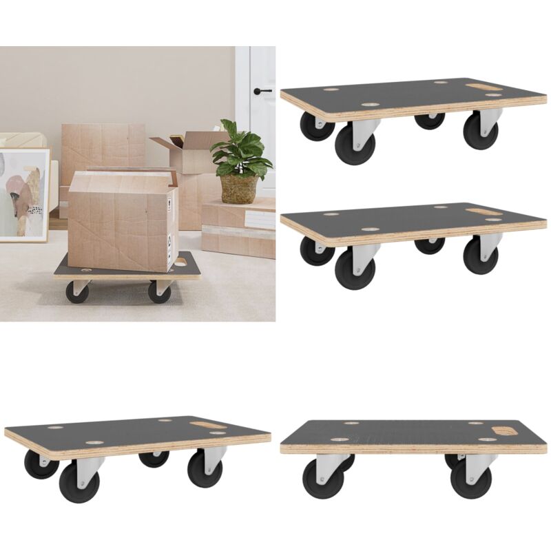 Chariots sur roulettes 2 pcs rectangulaire 50x35x11,5 cm - chariot sur roulettes - chariots sur roulettes - Home & Living - Gris