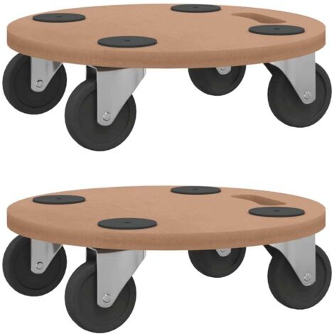 Chariots sur roulettes 2 pcs rond bois d'ingénierie CFW971559
