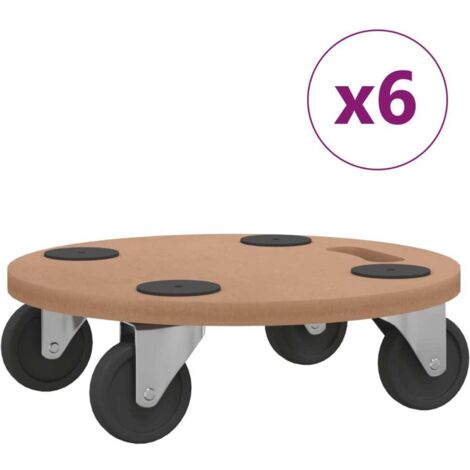 Chariots sur roulettes 6 pcs rond bois d'ingénierie CFW665319
