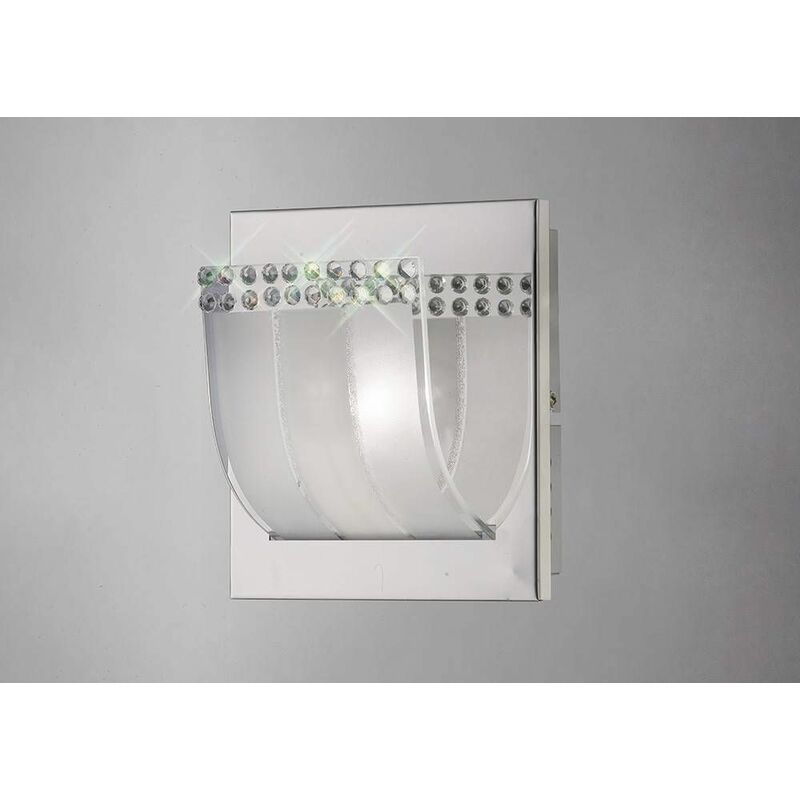 09diyas - Charis wall light with switch 1 bulb polished chrome / glass / crystal