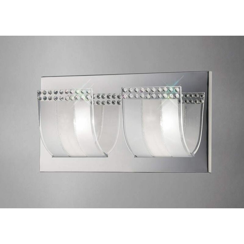 09diyas - Charis wall light with switch 2 lights polished chrome / glass / crystal