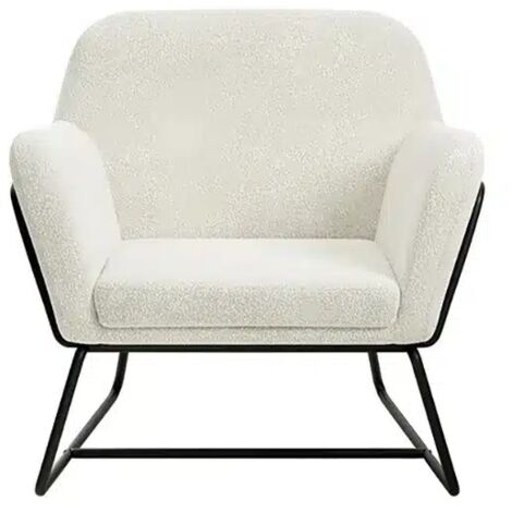 Charles Armchair - Boucle/Metal - L66 x W75.5 x H76.5 cm - Ivory/Black Matte