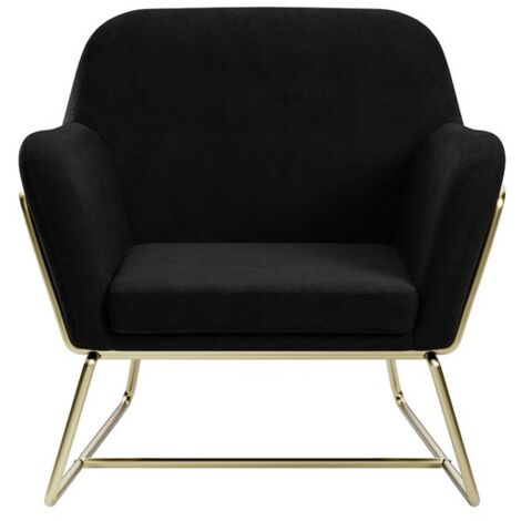 Charles Armchair - Velvet/Metal - L66 x W75.5 x H76.5 cm - Black/Gold Brushed