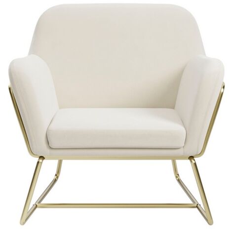 Charles Armchair - Velvet/Metal - L66 x W75.5 x H76.5 cm - Cream/Gold Brushed