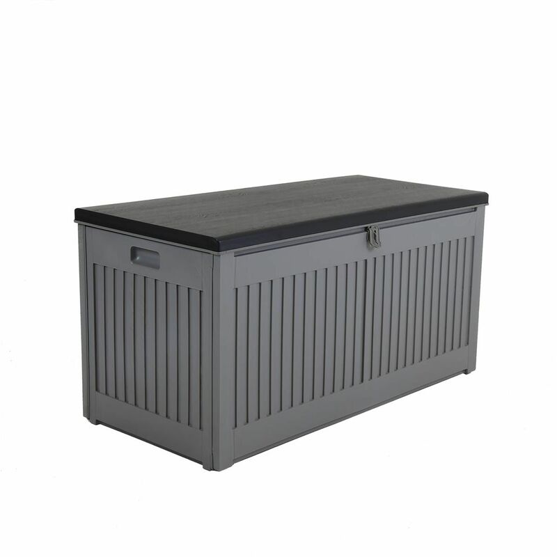 Charles Bentley - 270L Outdoor Garden Plastic Storage Box, Grey/Black - Black, Grey