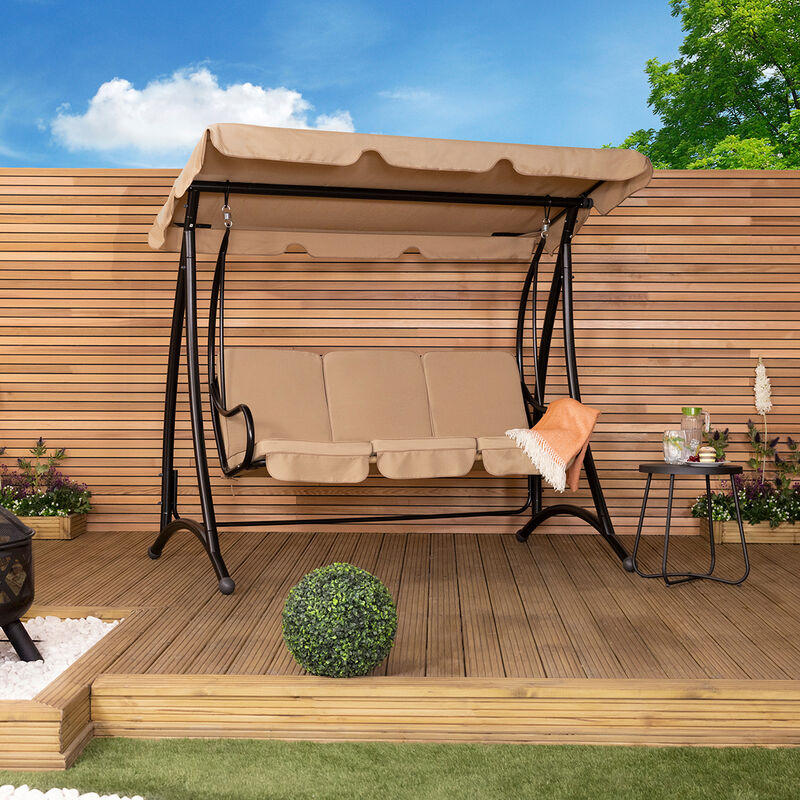 Charles Bentley 3 Seater Premium Outdoor Swing Seat Bench Chair W - 3 Seater Garden Swing Seat With Cushions Wooden Charles Bentley 3 Seater Premium Outdoor Swing Seat Bench Chair W - 3 Seater Garden Swing Seat With Cushions Wooden