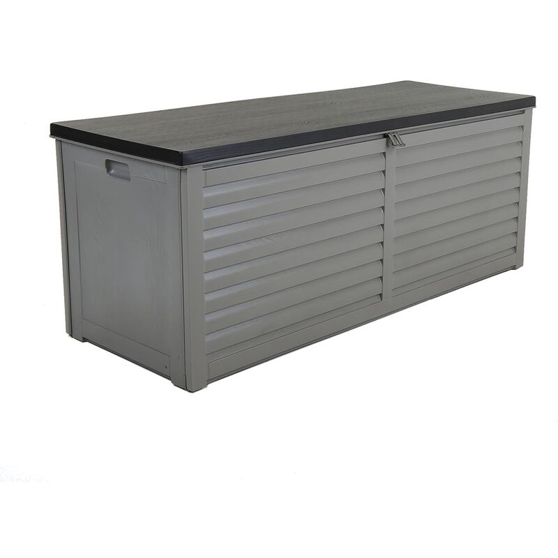 Charles Bentley - 390L Large Outdoor Garden Plastic Storage Box, Grey/Black - Black, Grey
