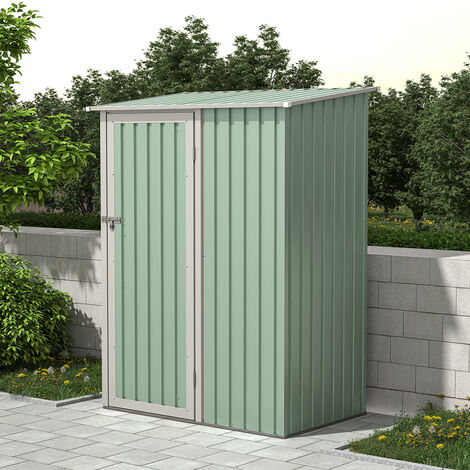 Charles Bentley 4.7ft x 3ft Metal Storage Shed Chest Small Green Roof Door Apex - Green