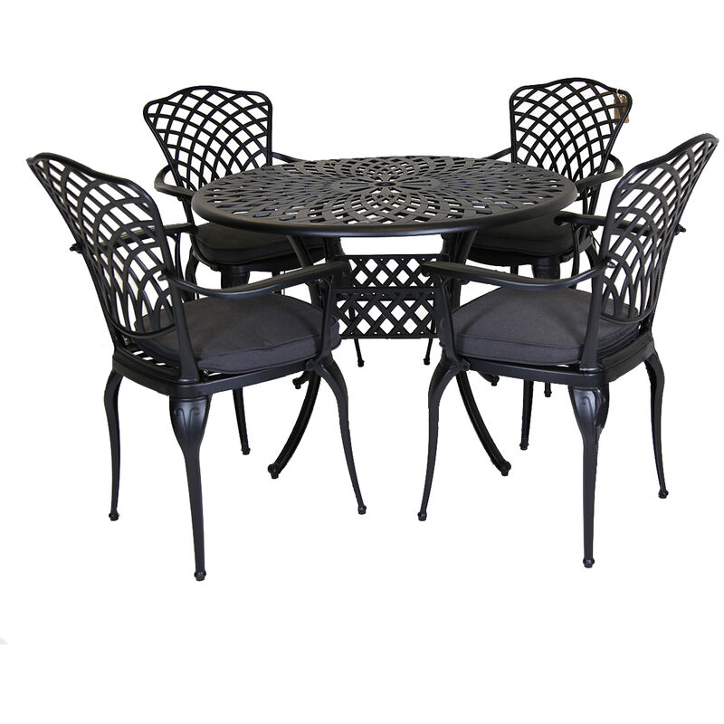 charles bentley cast aluminium table and 4 chairs set black outdoor