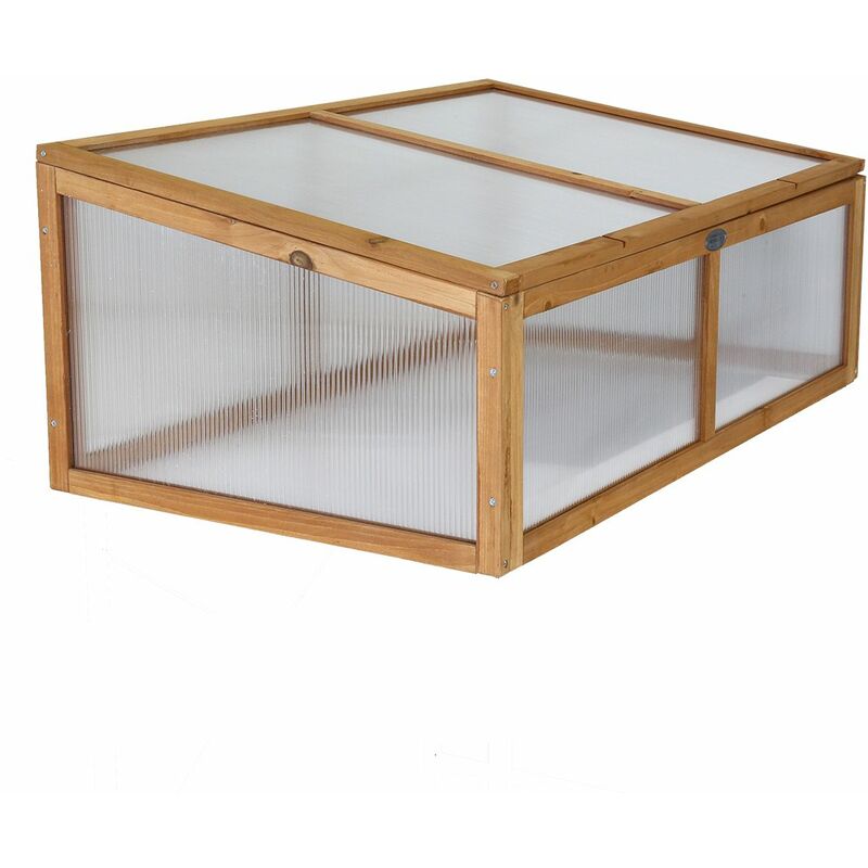 Fsc Cold Frame Greenhouse Box Small H40 x L60 x W100cm Natural - Natural Wood - Charles Bentley