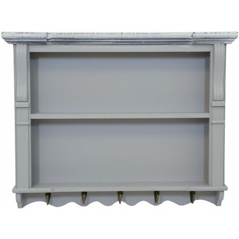Charles Bentley Grey Loxley Kitchen Wall Shelving Display Unit Dresser Top - Grey