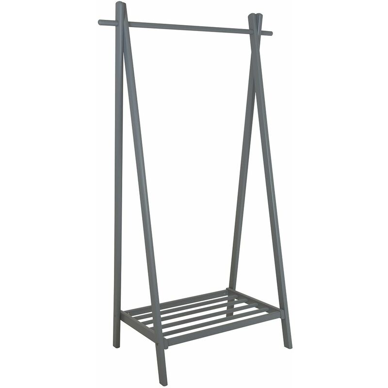 Charles Bentley - Large Solid Wood Hanging Clothes Rail/Clothing Stand/Shoe Rack - Grey