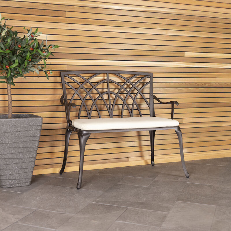 Charles Bentley Metal Cast Aluminium 2 Seater Garden Patio Bench
