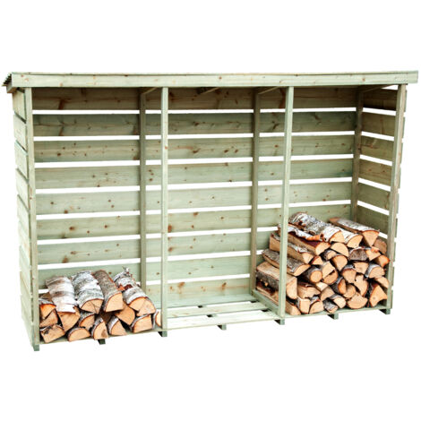 Charles Bentley Nordic Spruce Wooden 3 Log Store Firewood Storage Heavy Duty