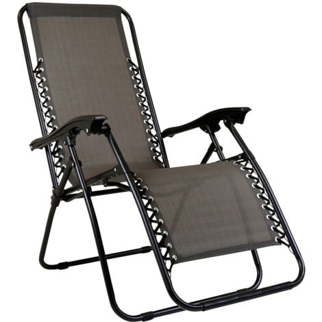 Charles Bentley Odyssey Folding Reclining Garden Chair Camping Lounger Grey