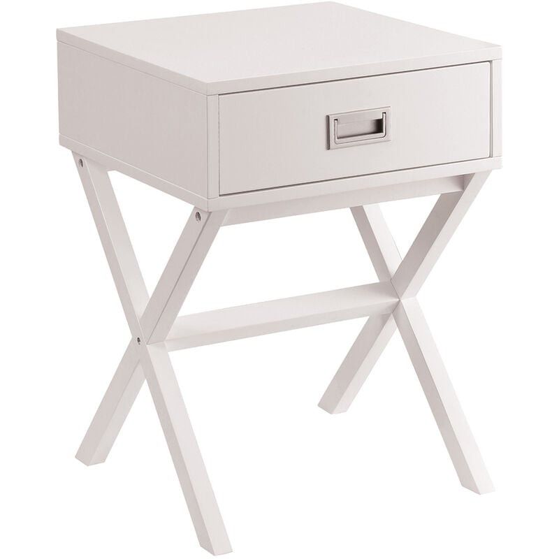 Charles Bentley Retro Vintage X Frame Side Table Bedside Table White Hmrfbst01wt