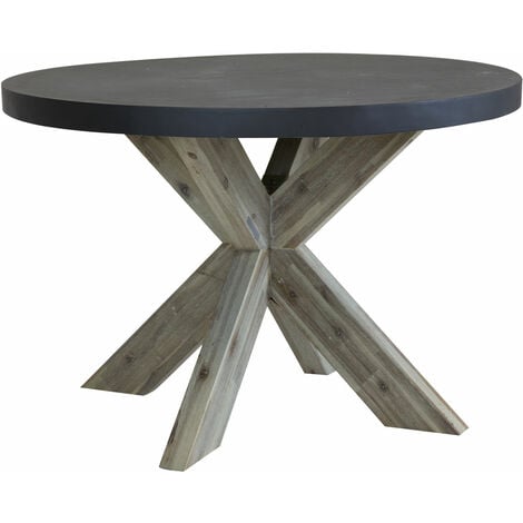 main image of "Charles Bentley Round Fibre Cement & Acacia Wood Dining Table - Grey"
