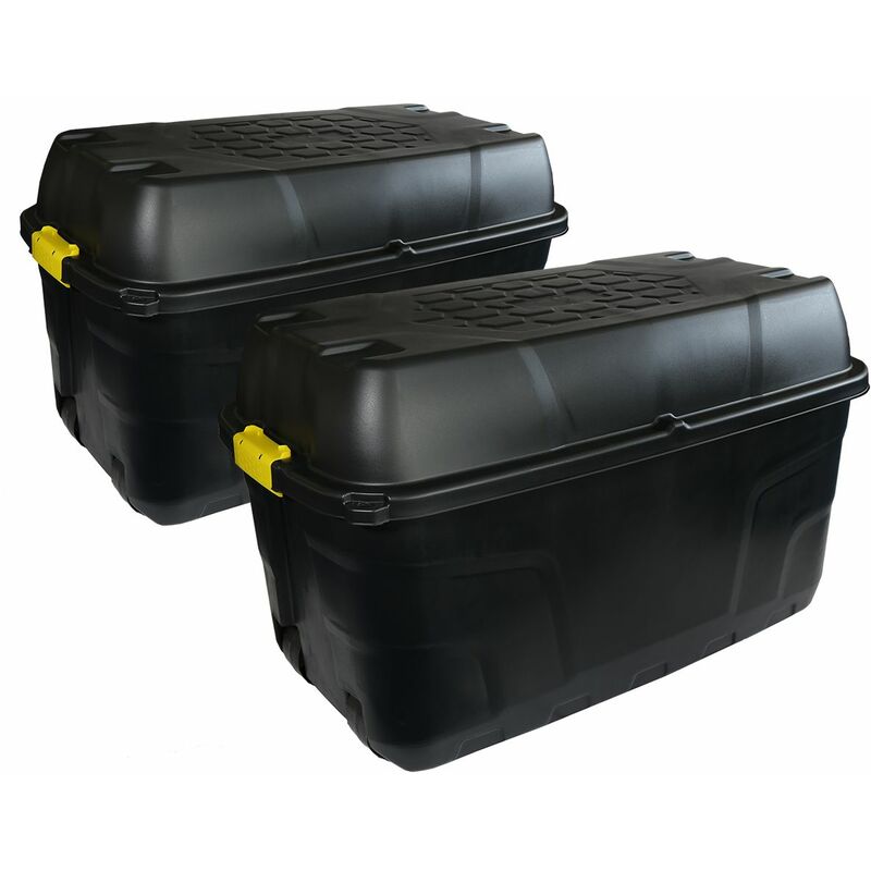 Charles Bentley - 2 x 175L Heavy Duty Trunk on Wheels - Black - Black, Yellow