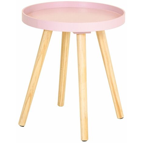 main image of "Charles Bentley Tray Top Side Table with Pine Legs Blush Living Bed Room Scandi - Pink"