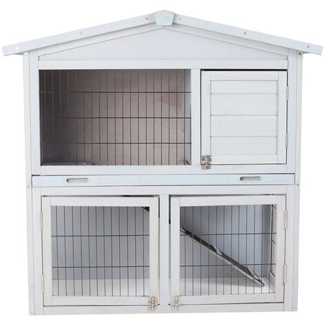 Charles Bentley Two Storey Rabbit Hutch With Play Area Grey/Light Brown