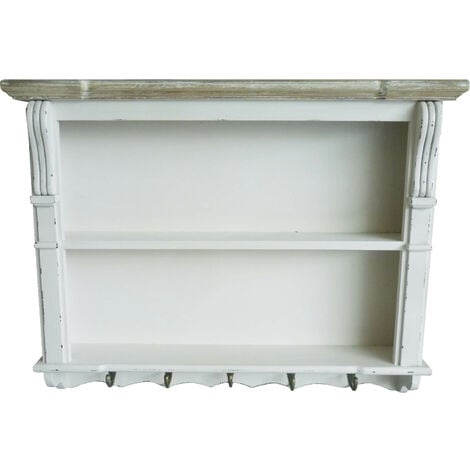 Charles Bentley White Shabby Chic Kitchen Dining Room Wall Shelving Display Unit - White