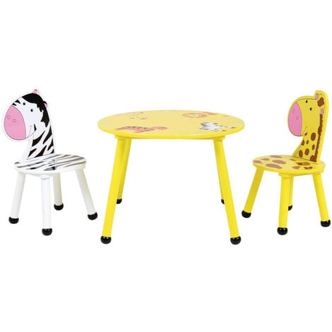 Charles Bentley Jungle Safari Wooden Table & 2*4 Chairs Set Children’s Furniture