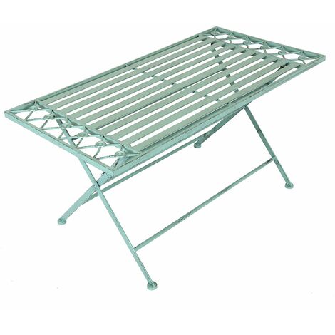 main image of "Charles Bentley Wrought Iron Decorative Foldable Coffee Table - Sage Green - Sage Green"