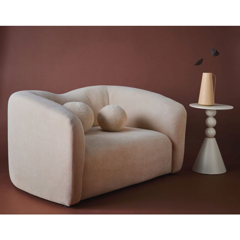 Lisa Design - Charles - canapé droit 2 places en velours texturé - beige